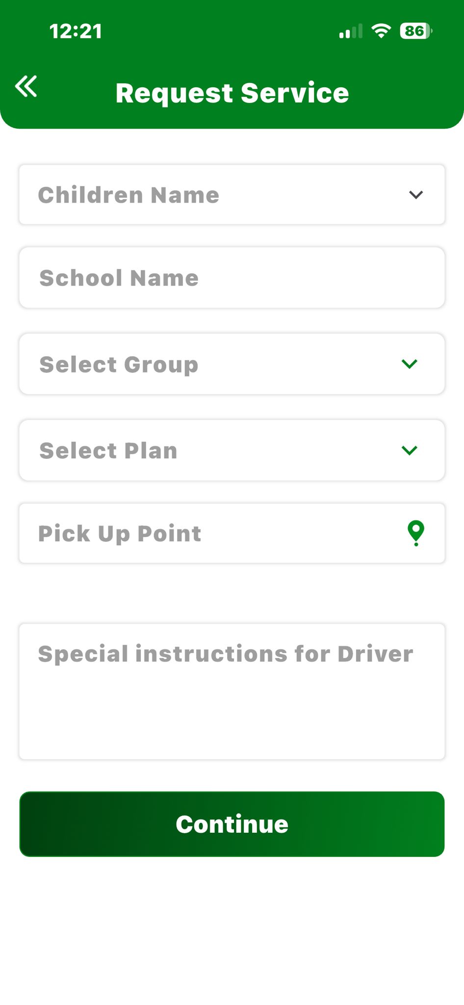 Parent App - Request Service